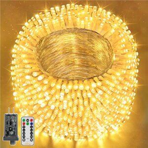 Outdoor Christmas Lights 328FT 1000LED Fairy Lights Warm White Remote Timer